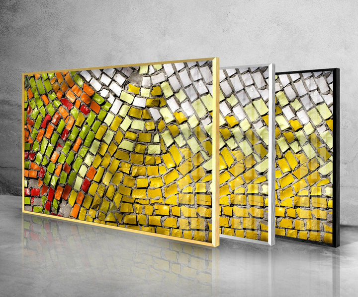 Mosaic Bricks Abstract Glass Wall Art