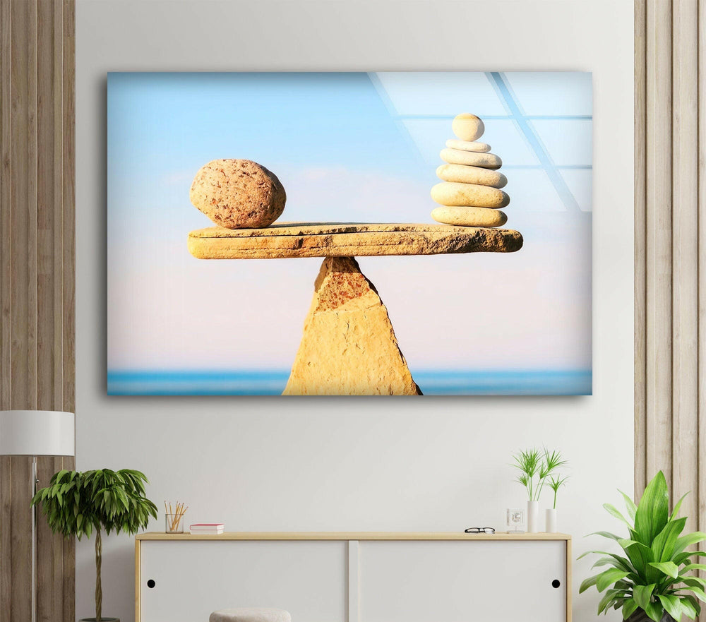 Zen Spa Stone Balance Modern Glass Art & Cool Wall Art