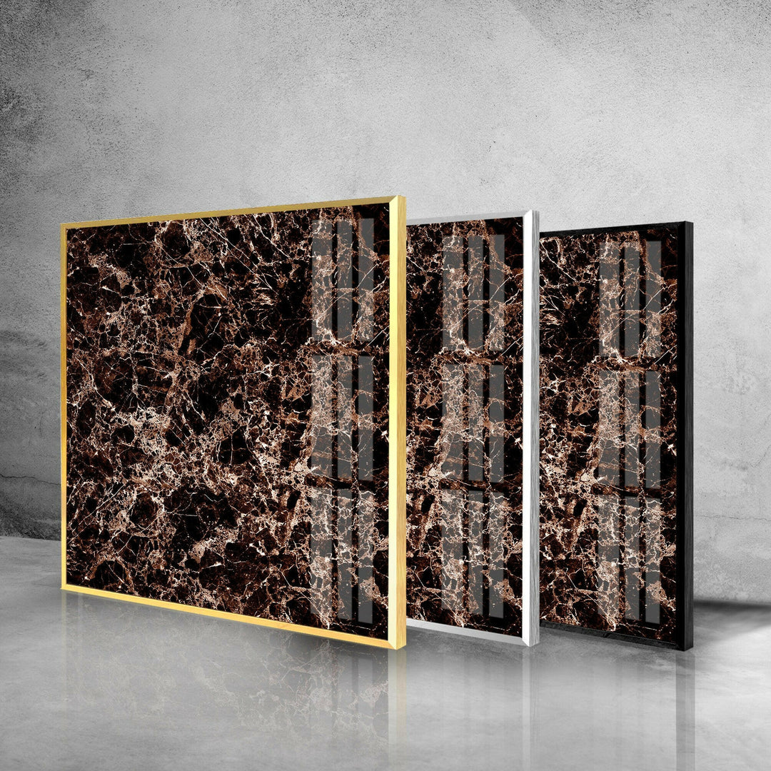 Copper & Black Marble Abstract Glass Wall Art print on glass, glass printed photos
