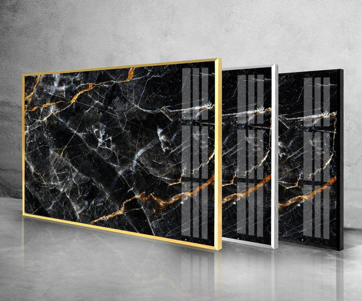 Marble Black Abstract Glass Wall Art print on glass, glass printed photos