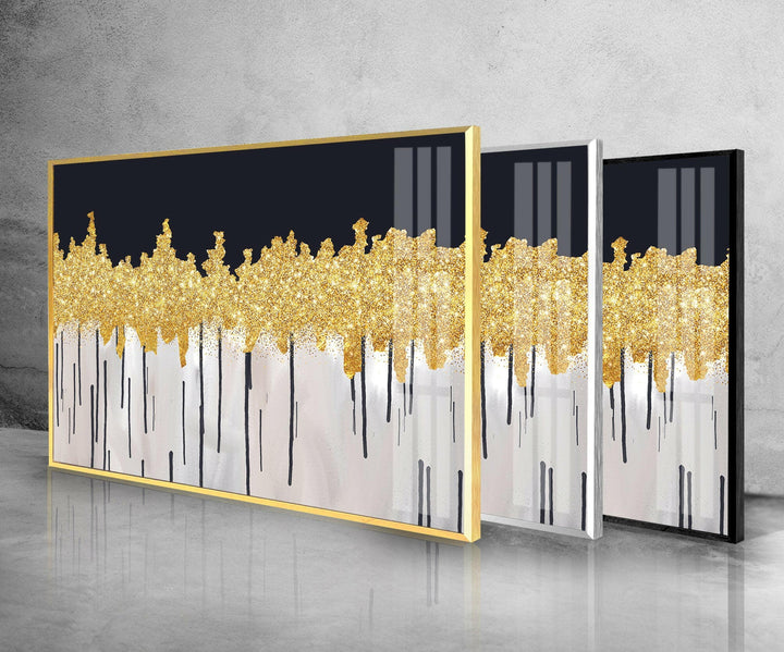 Black and Gold Abstract Tempered Glass Wall Art - MyPhotoStation