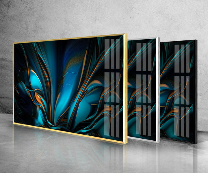 Blue Black Abstract Tempered Glass Wall Art - MyPhotoStation