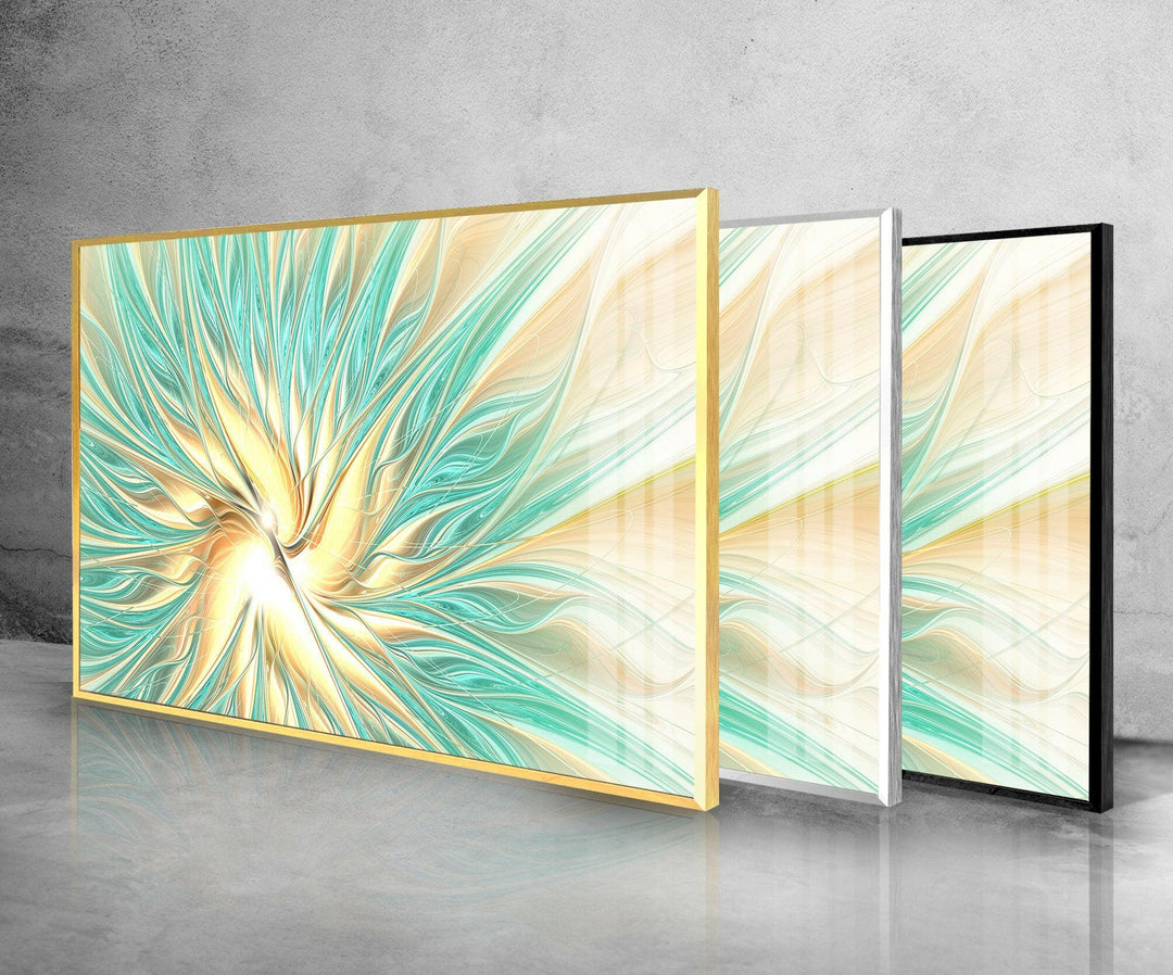 Green Fractal Artworks Glass Wall Art