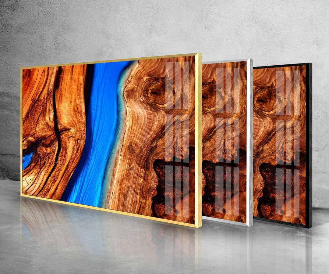 Wood Design Abstract Glass Wall Art