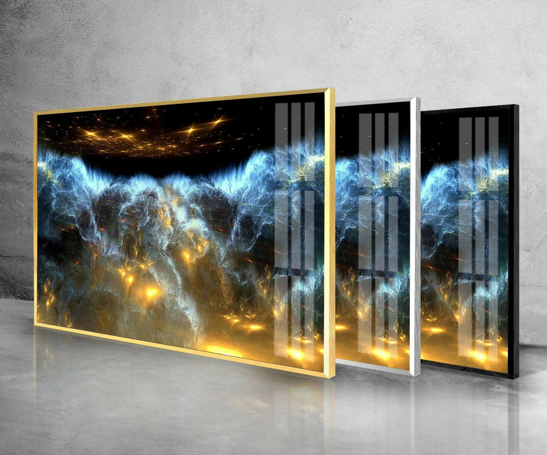 Dark Blue Abstract Tempered Glass Wall Art - MyPhotoStation