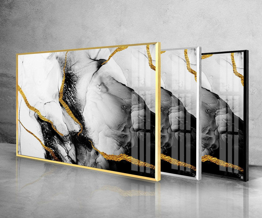 Marble Black Abstract Glass Wall Art glass image printing, glass prints from photos