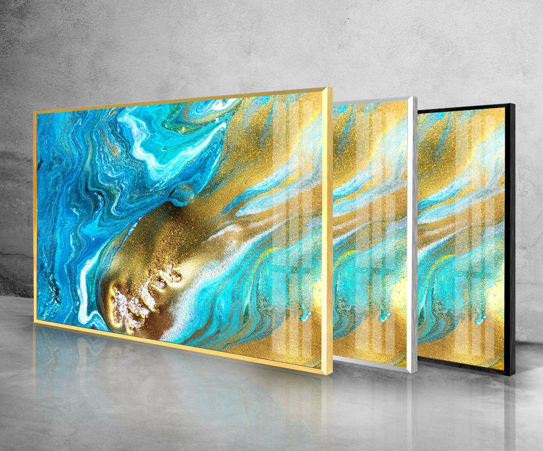 Golden framed Tempered Glass Wall Art