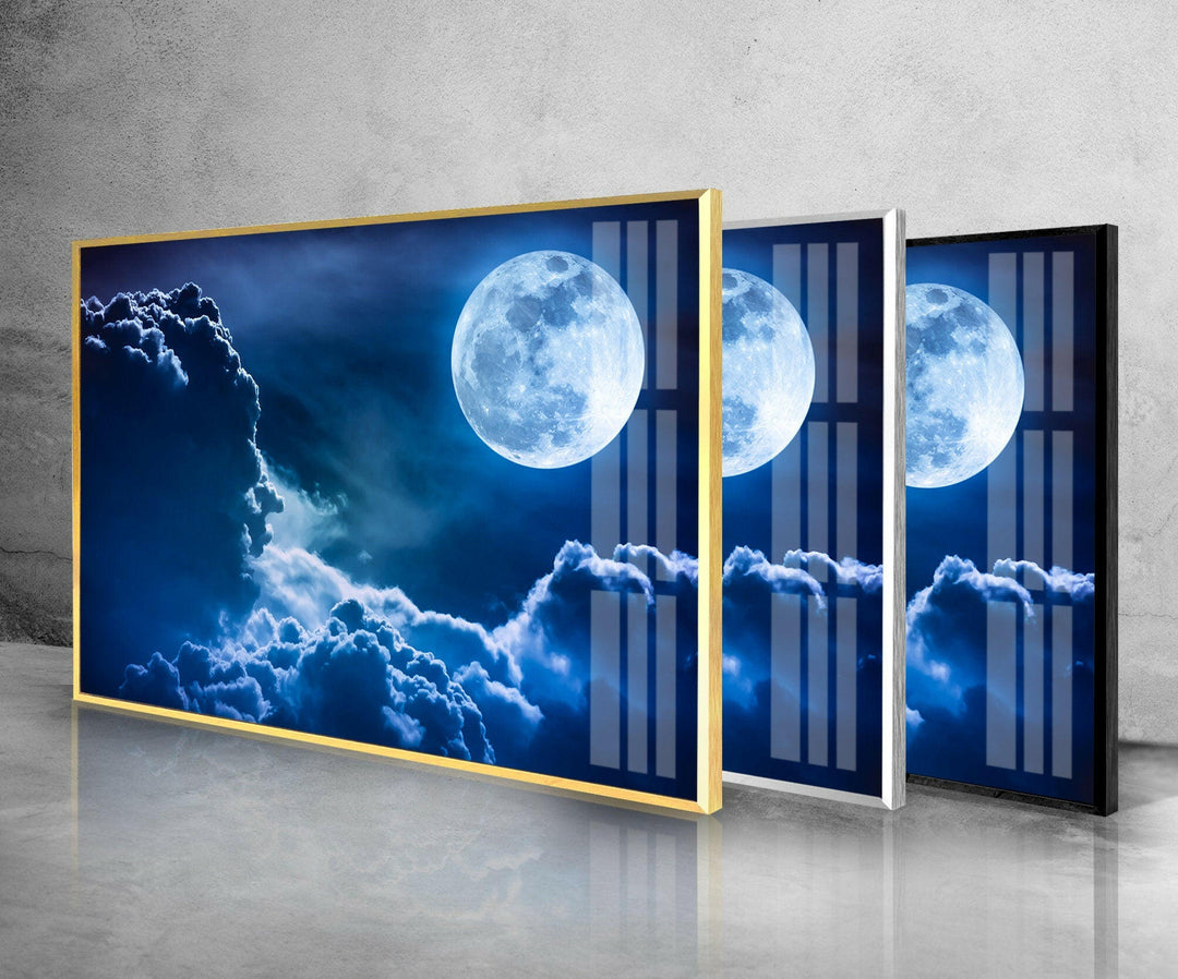 Moonlit Clouds In a Night Sky Glass Wall Art custom glass pictures, glass art prints