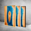 Wooden Blue Epoxy Pattern Glass Wall Art