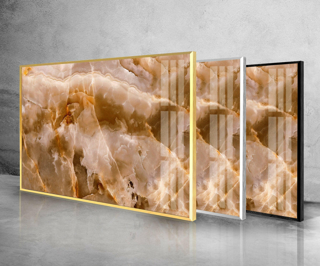 White Brown Marble Glass Wall Art custom glass photo prints, large glass prints