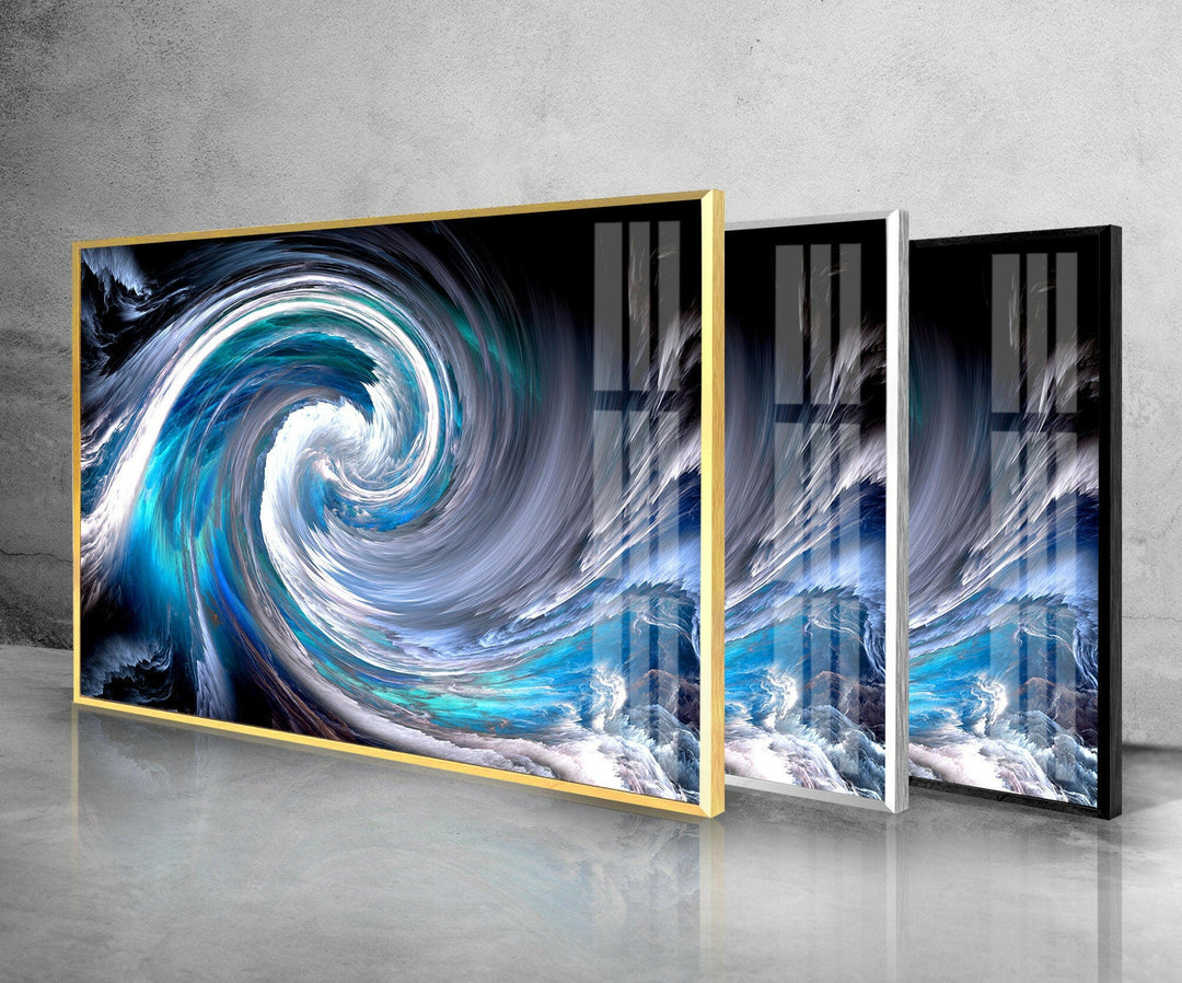 Blue Fractal Art Tempered Glass Wall Art - MyPhotoStation