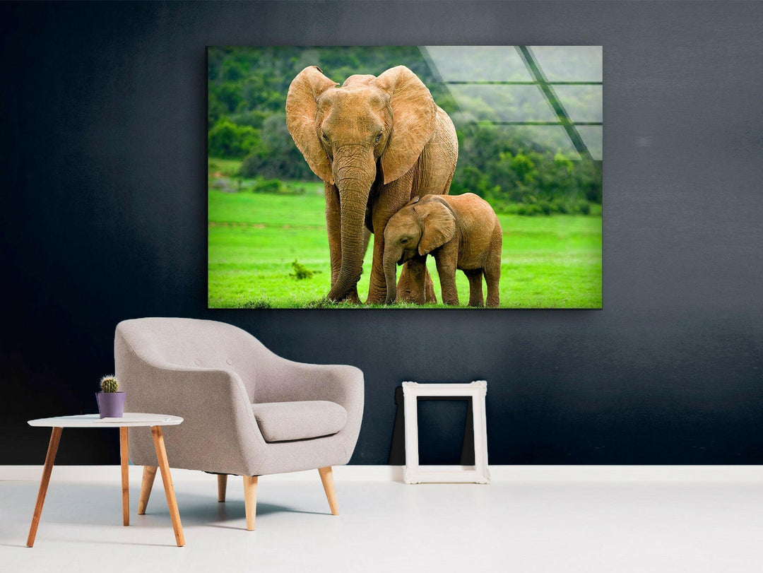 Elephants in Nature Glass Wall Art custom glass pictures, glass art prints