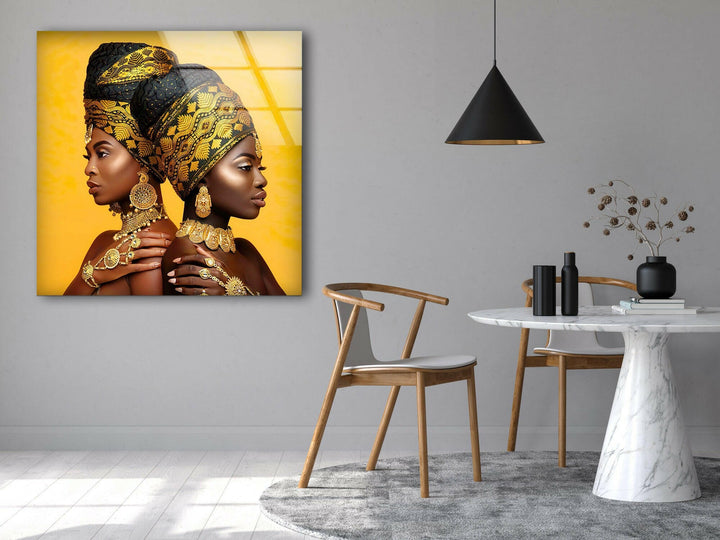 African Headwrap Woman Glass Wall Art