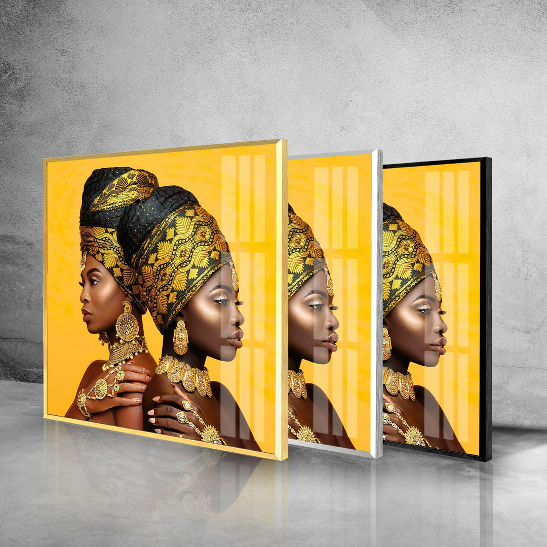 African Headwrap Woman Glass Wall Art