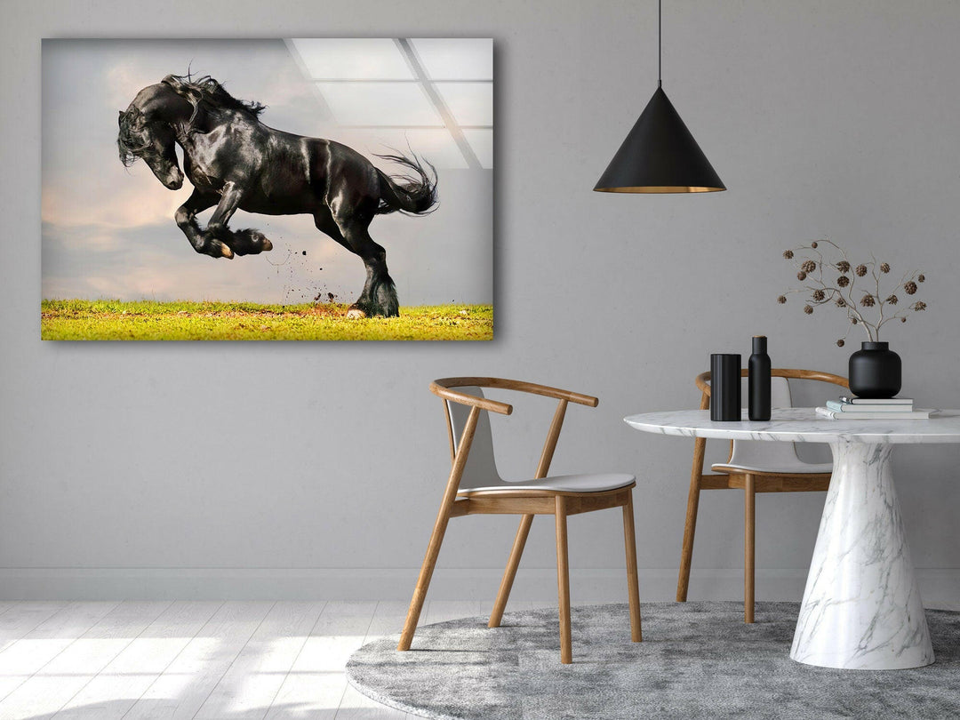 Friesian Horse Glass Wall Art large glass photo prints, glass wall photos