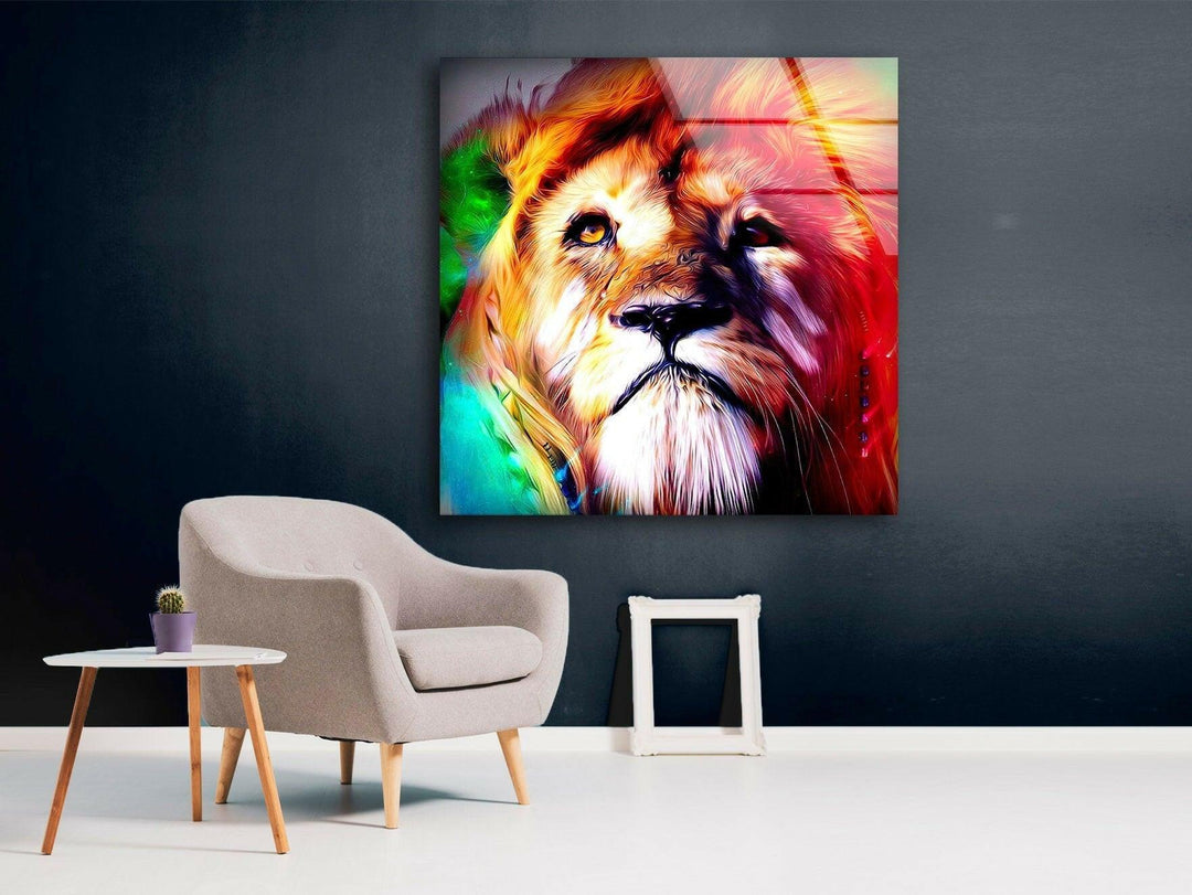 Colored Lion Glass Wall Art art glass wall art, glass wall art pictures