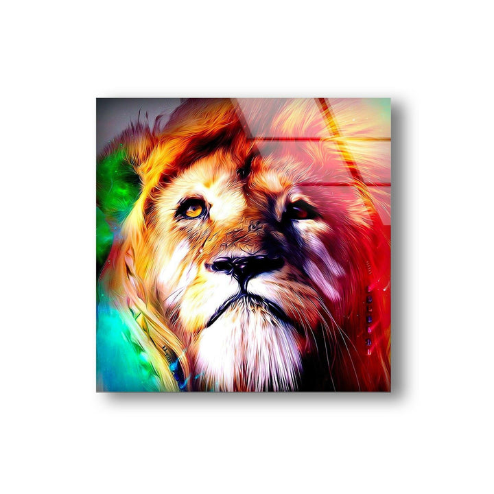 Colored Lion Glass Wall Art picture on glass wall art, photos printed on glass