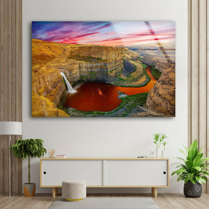 Washington Palouse Falls Glass Wall Art print on glass, glass printed photos