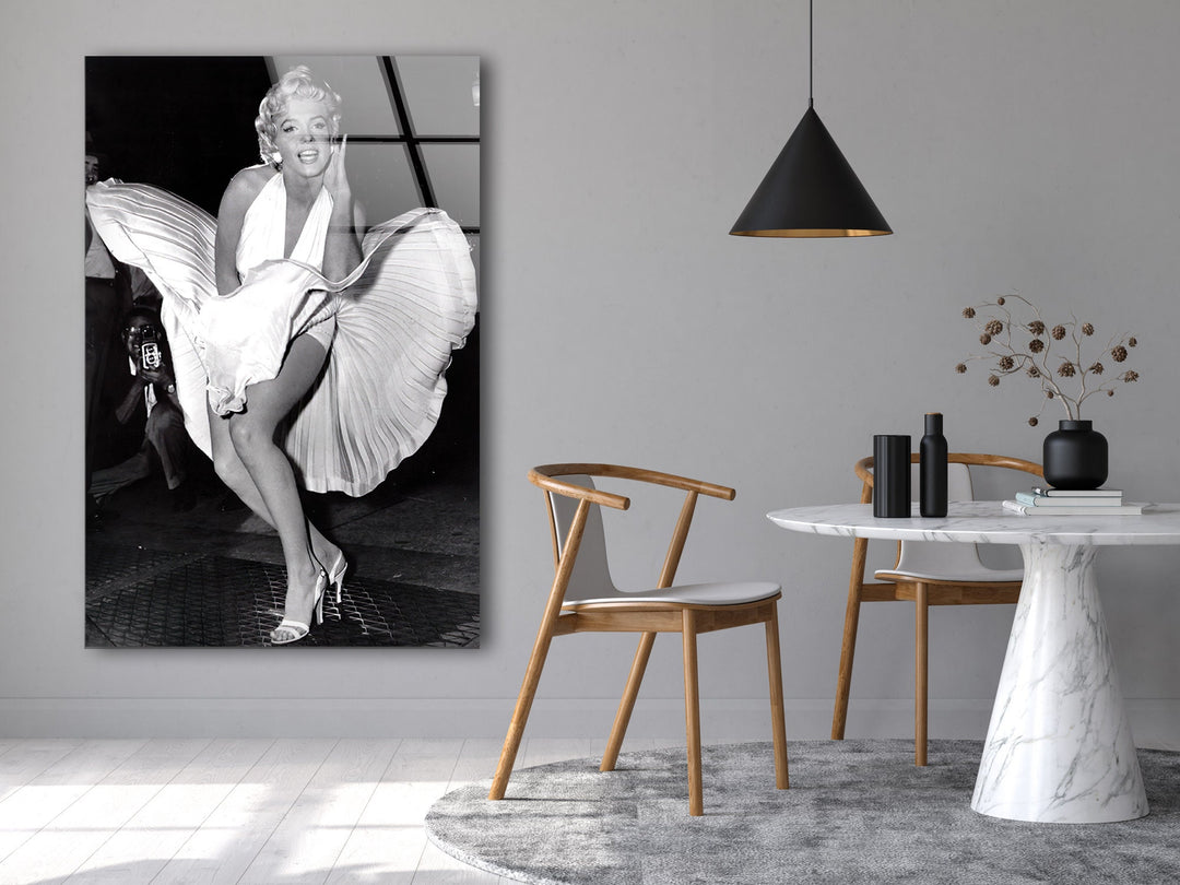 Marilyn Monroe Portre Glass Wall Art custom glass photo prints, large glass prints
