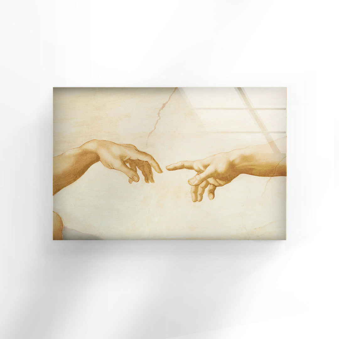 Michelangelo The Creation of Adam Print on Glass Art Pieces