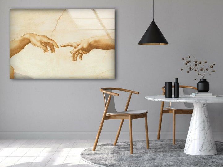 Michelangelo The Creation of Adam Glass Print Wall Art Pieces