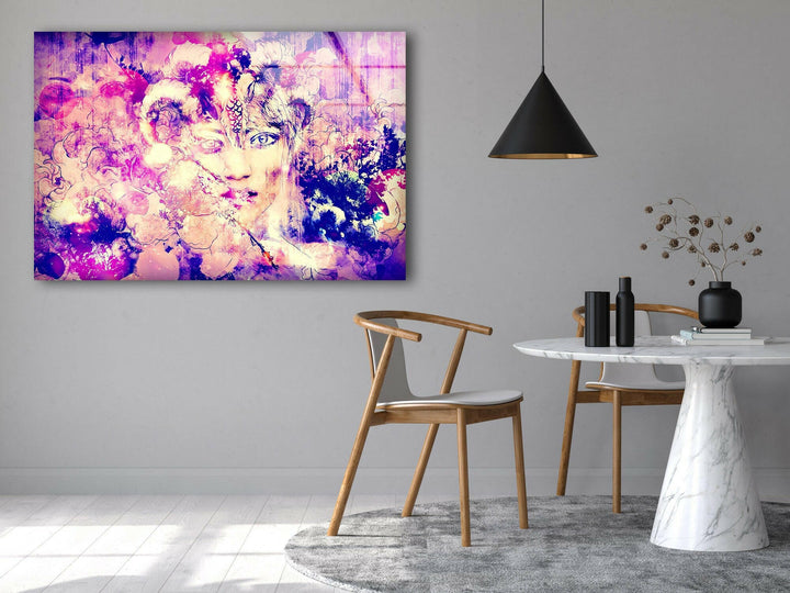 Abstract Painting Woman Glass Wall Art