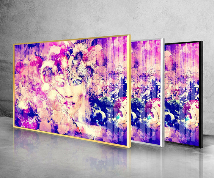 Abstract Painting Woman Glass Wall Art