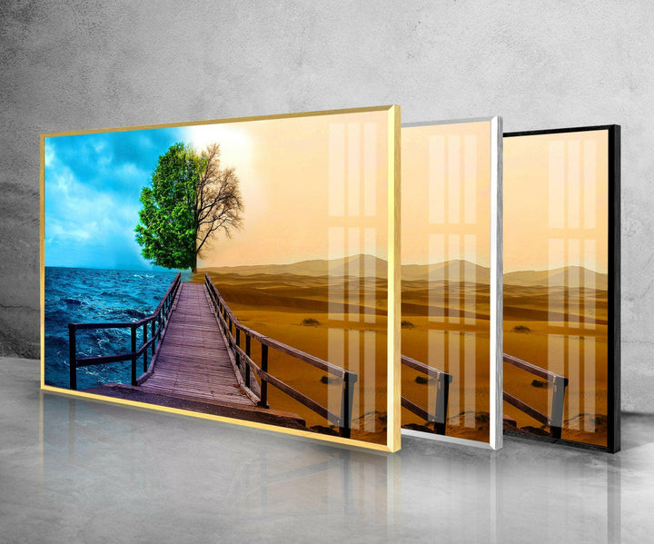 Desert & Ocean Tree Glass Wall Art custom glass pictures, glass art prints