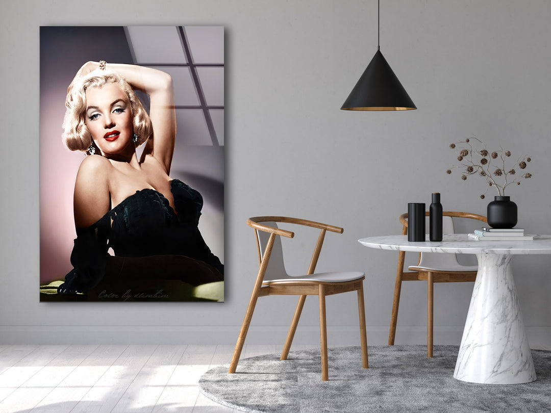 Marilyn Monroe Portrait Glass Wall Art picture on glass wall art, photos printed on glass
