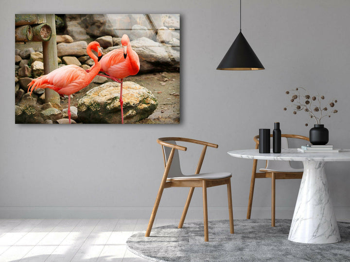 American Flamingo Glass Wall Art glass art painting, glass art for the Wall