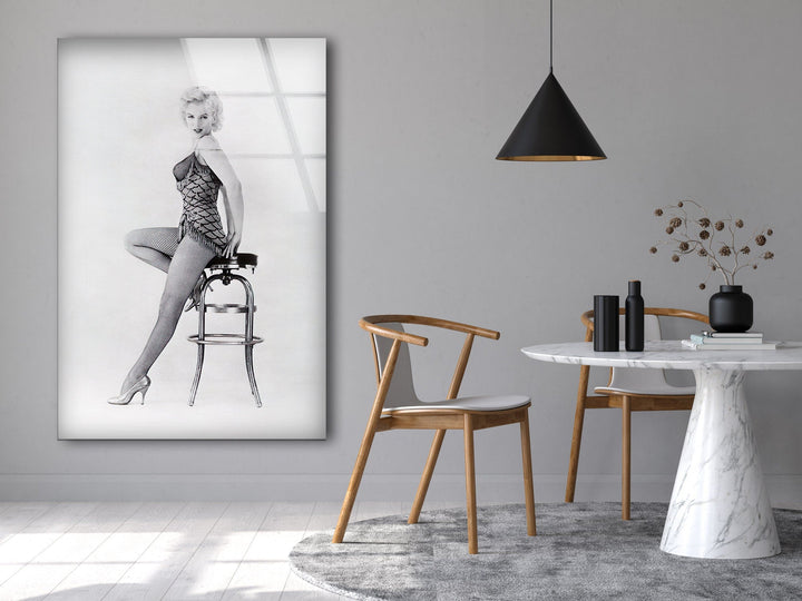 Marilyn Monroe White Glass Wall Art print picture on glass, Tempered Glass Wall Art
