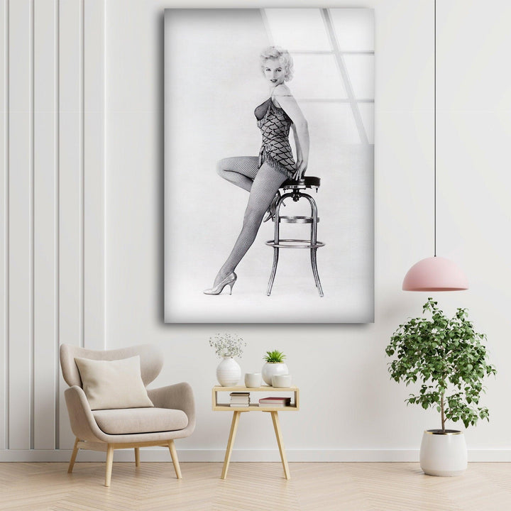 Marilyn Monroe White Glass Wall Art custom glass pictures, glass art prints
