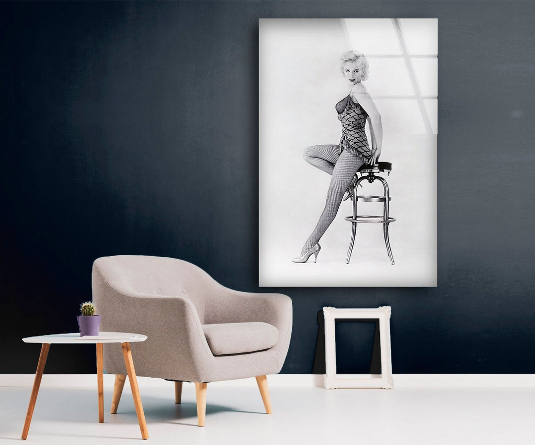 Marilyn Monroe White Glass Wall Art picture on glass wall art, photos printed on glass
