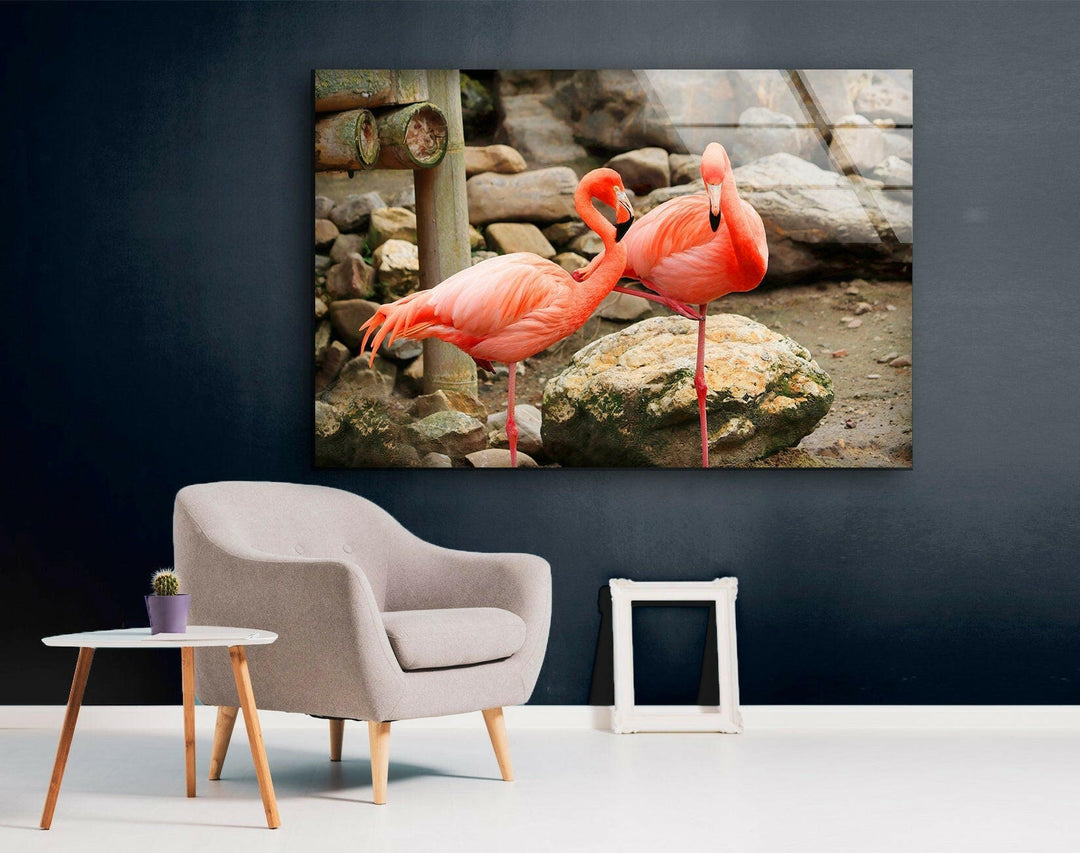 American Flamingo Glass Wall Art             glass wall decor, glass wall art decor