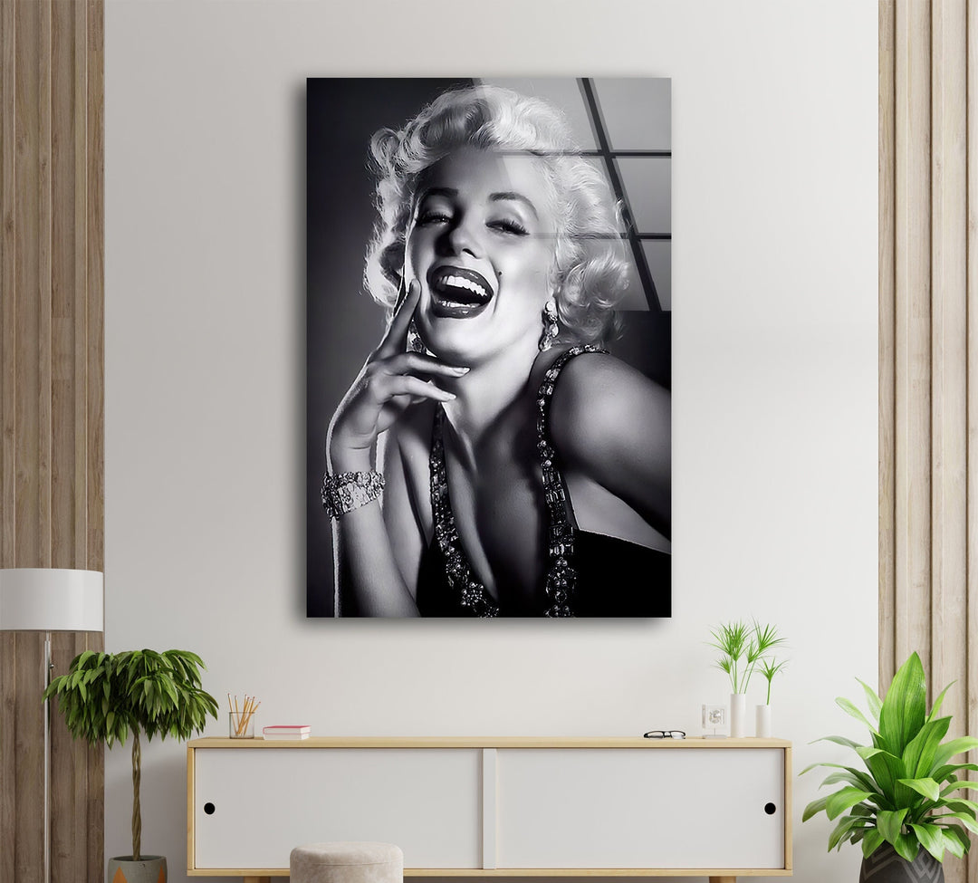 Marilyn Monroe Black & White Glass Wall Art glass pictures for Wall, glass prints wall art
