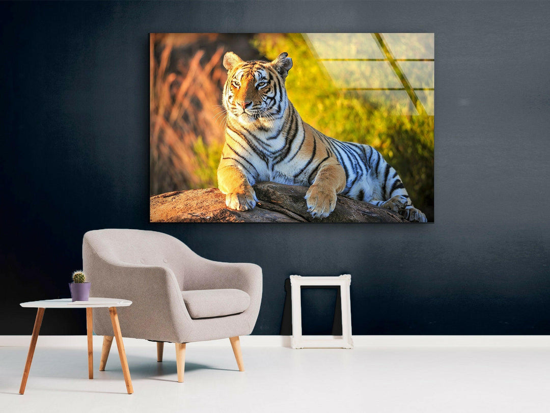 Tiger on The Rock Glass Wall Art art glass wall art, glass wall art pictures