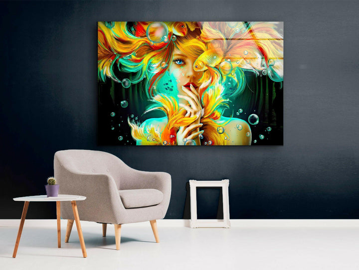 Fantasy Girl Glass Wall Art