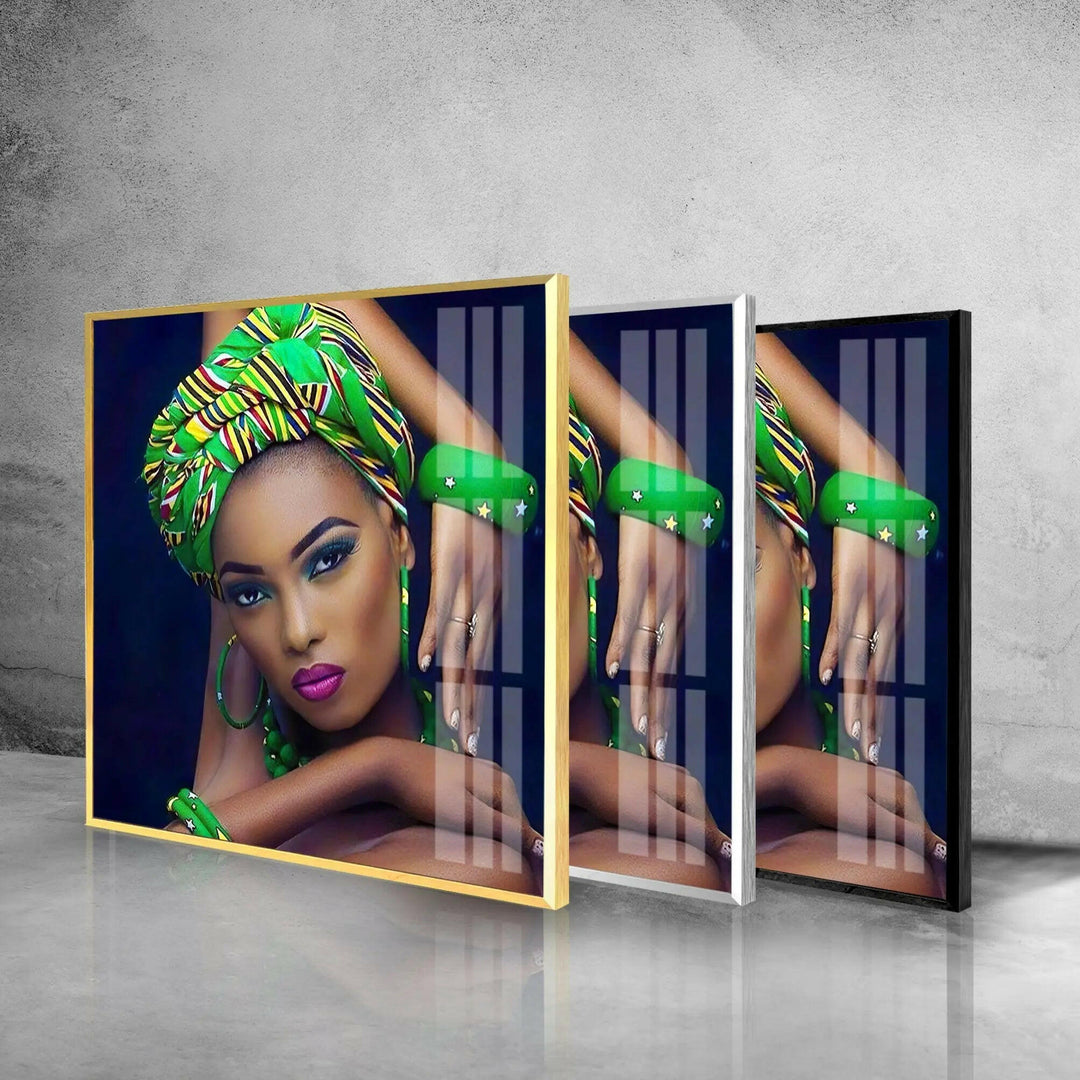 Cool African Woman Glass Wall Art