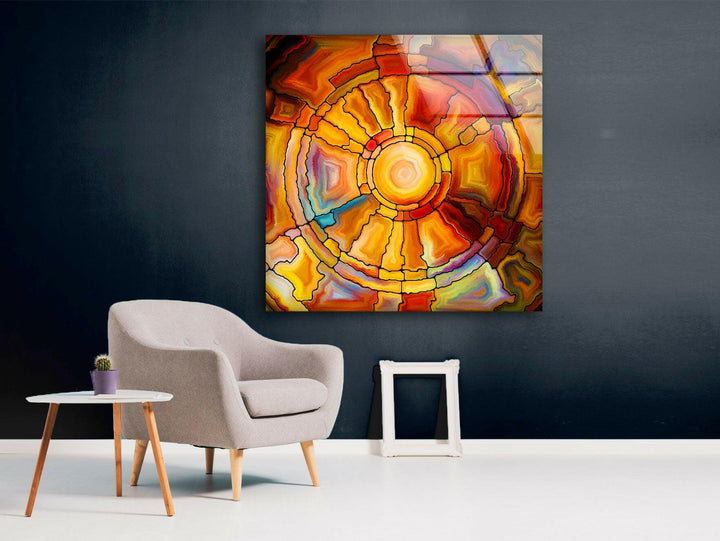 Orange Fractal Art Glass Wall Art art glass wall art, glass wall art pictures
