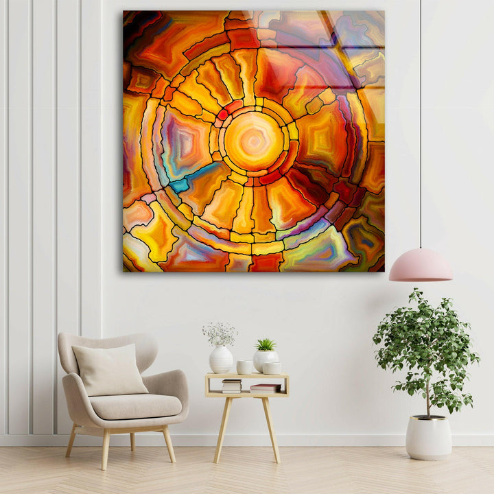 Orange Fractal Art Glass Wall Art glass photo prints, glass picture prints
