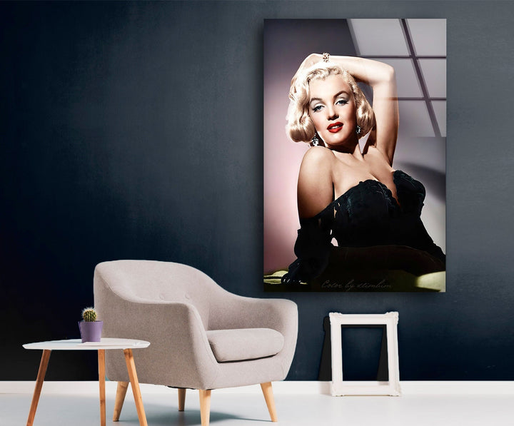 Marilyn Monroe Portrait Glass Wall Art custom glass pictures, glass art prints
