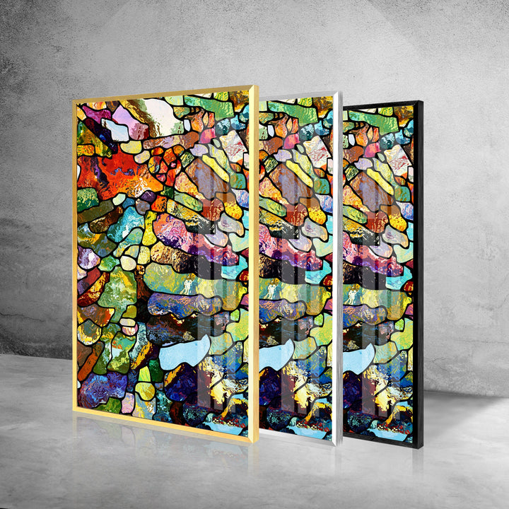 Colorful Stained, Mosaic Abstract Glass Wall Art, print picture on glass, Tempered Glass Wall Art