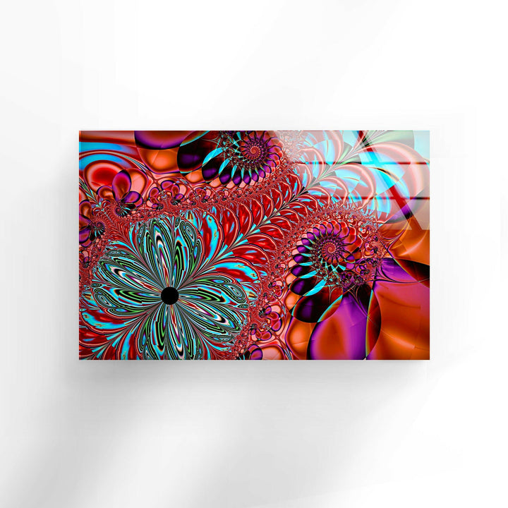 Vivid Abstract Fractal Glass Wall Art, custom glass photo prints, large glass prints