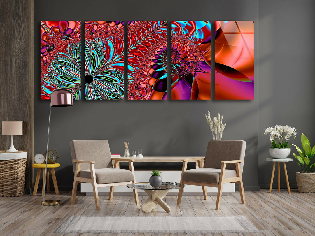 Vivid Abstract Fractal Glass Wall Art, large glass photo prints, glass wall photos