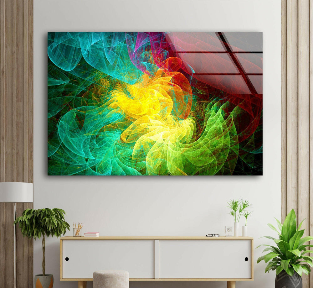 Colorful Fractal Abstract Glass Wall Art large glass photo prints, glass wall photos