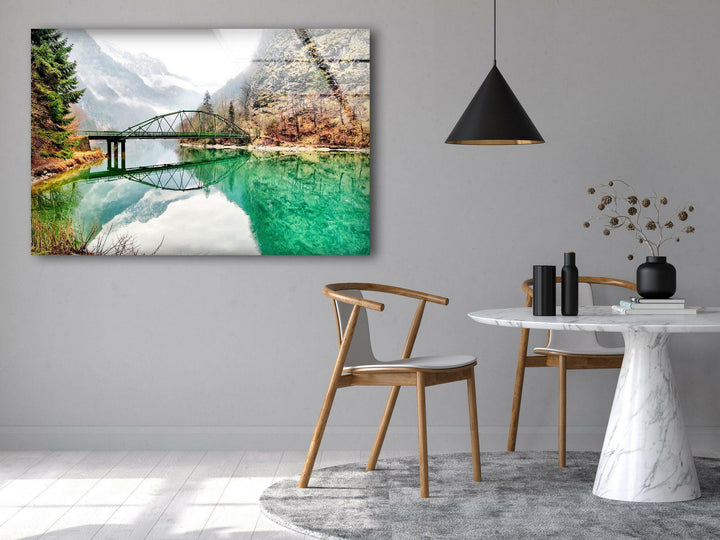 Bridge Over a Lake Glass Wall Art print on glass, glass printed photos