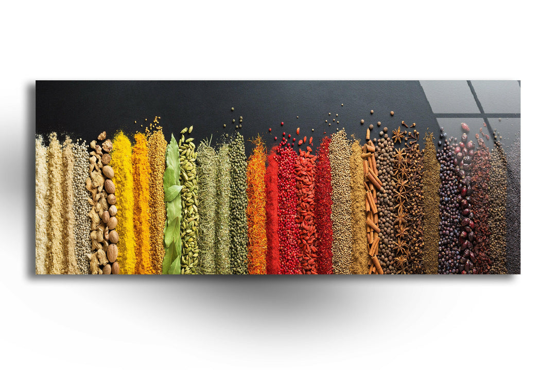 Colorful Spices & Legumes Glass Wall Art, glass image printing, glass prints from photos