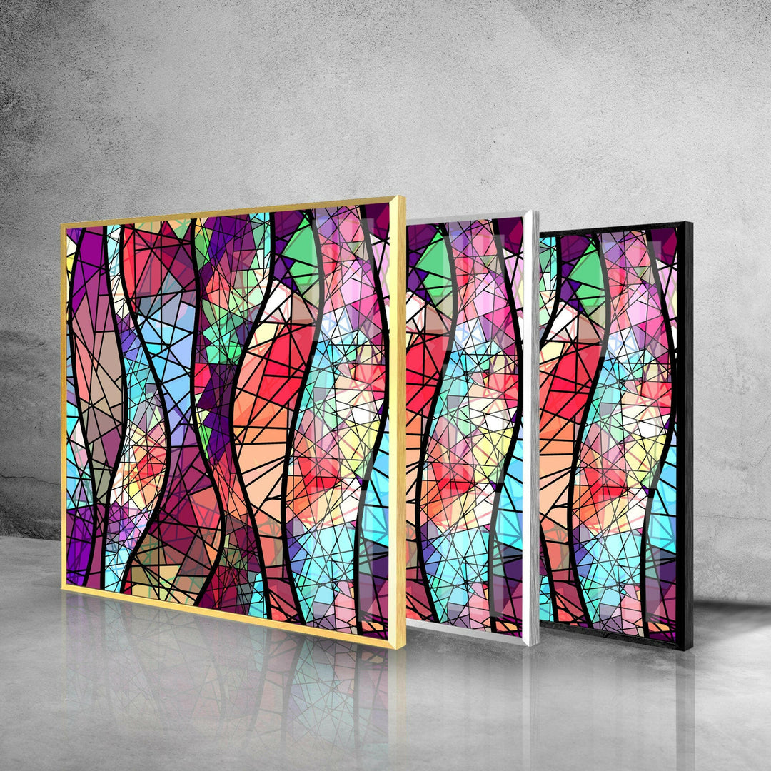 Stained Colorful Abstract Design Glass Wall Art custom glass photo prints, large glass prints