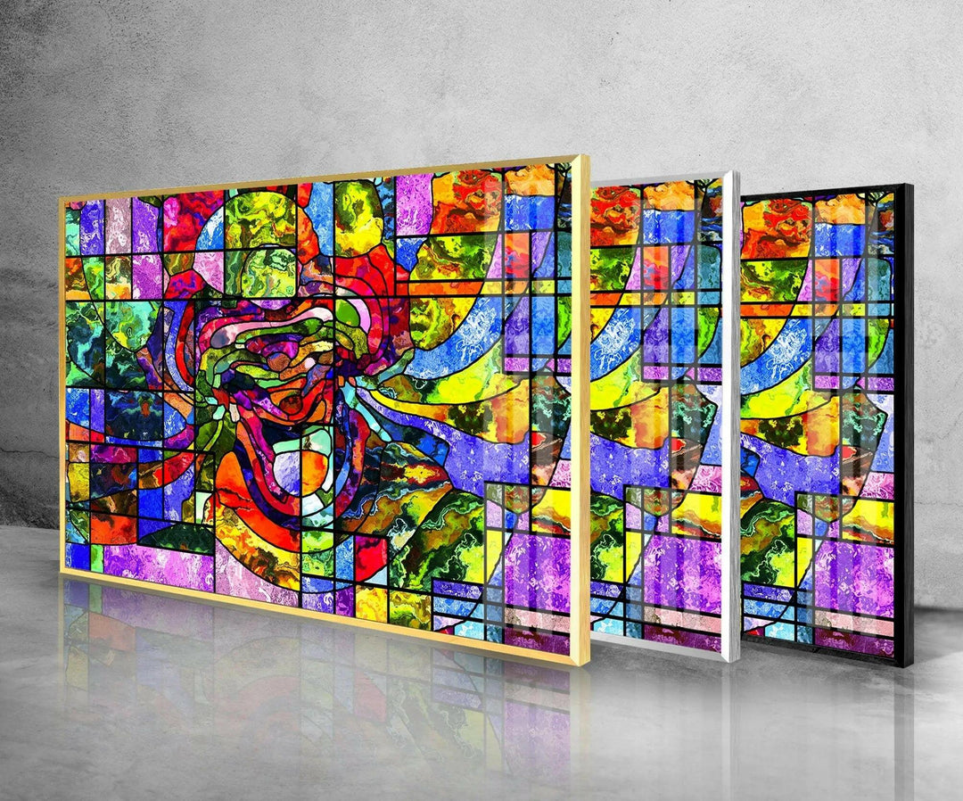 Geometric Mosaic Stained Glass Wall Art