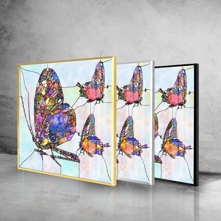 Mosaic Butterfly Glass Wall Art print picture on glass, Tempered Glass Wall Art